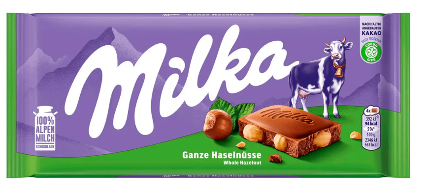 milka whole hazelnut 95 gr